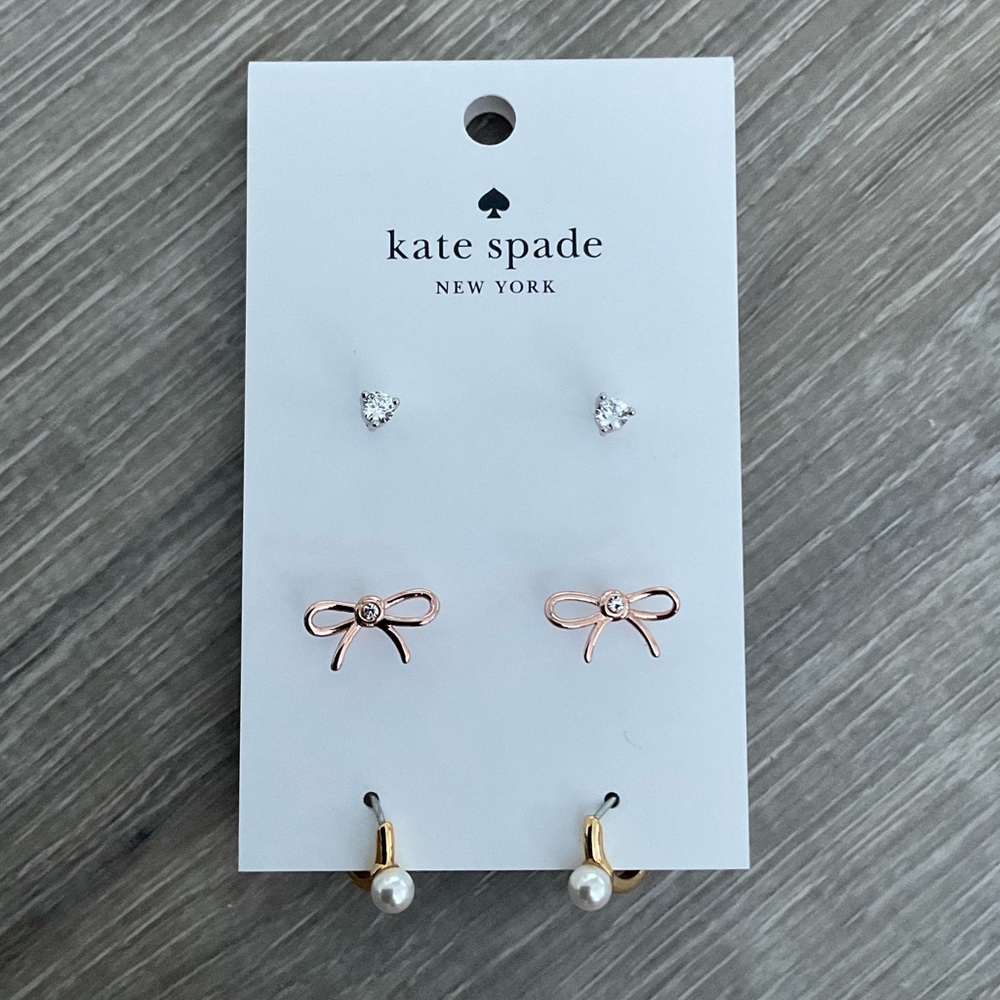 🩷KATE SPADE NEW YORK "Bit Of Shine" Set of 3 Earrings - Picture 3 of 4